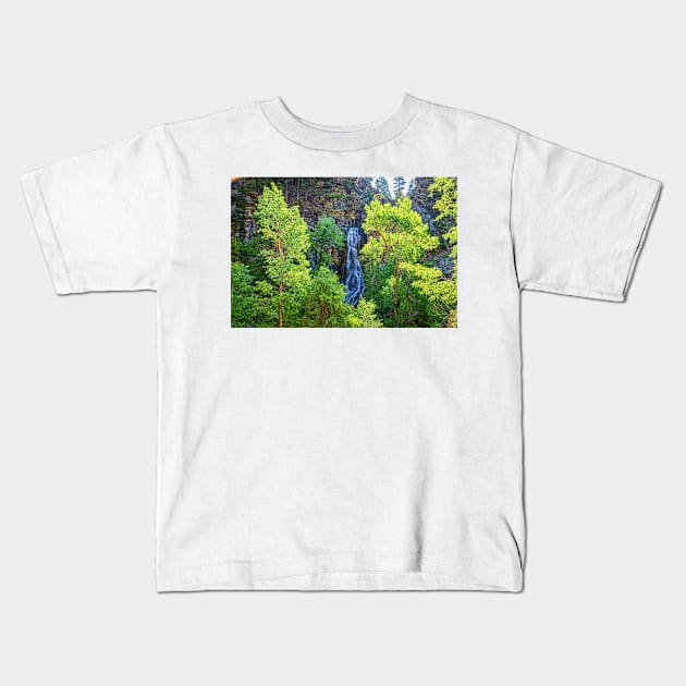 Bridal Veil Falls in Spearfish Canyon Kids T-Shirt by Gestalt Imagery